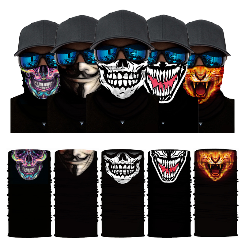 Motorcycle Neck Gaiter Balaclava - Ciclismo motocicleta bandanas crânio 3d máscara