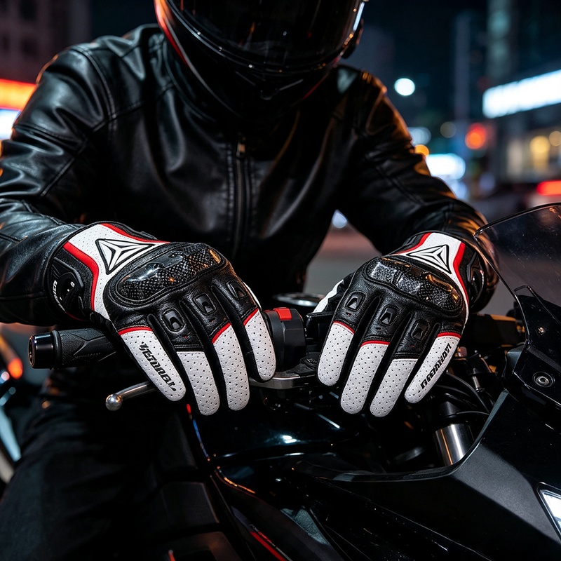 Motorcycle Gloves Leather Knuckle - Luvas de Couro Genuíno para Motocicleta,