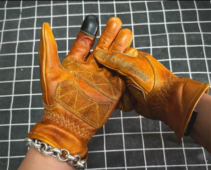 Motorcycle Gloves Leather Knuckle - Feito à mão de couro genuíno
