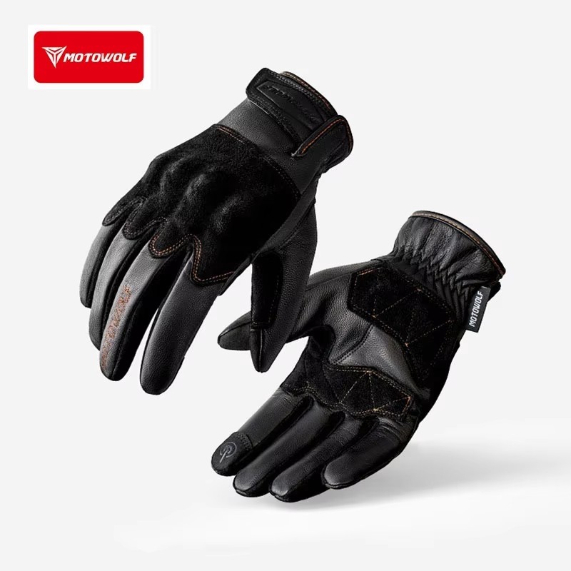 Motorcycle Gloves Leather Knuckle - Luvas de Motociclismo em Couro com