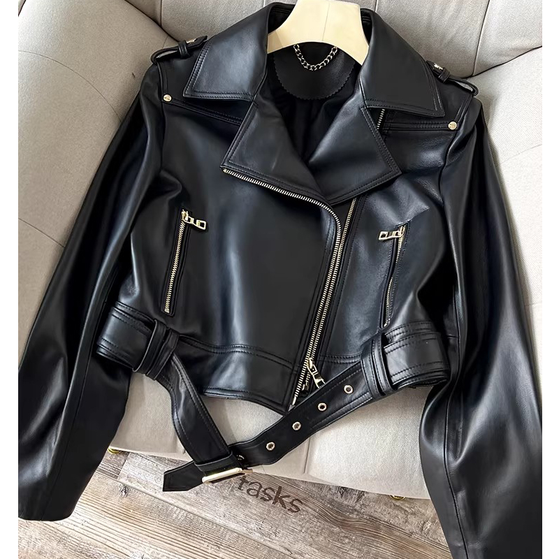 Leather Motorcycle Jacket Biker - Jaquetas Femininas de Couro Legítimo de