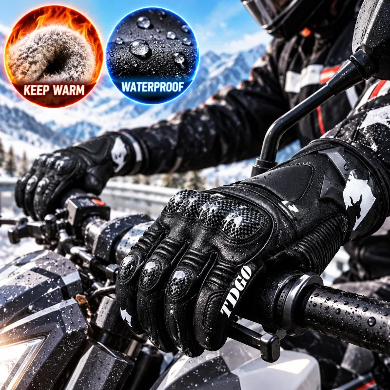 Motorcycle Gloves Leather Knuckle - Luvas de motociclismo para o inverno,
