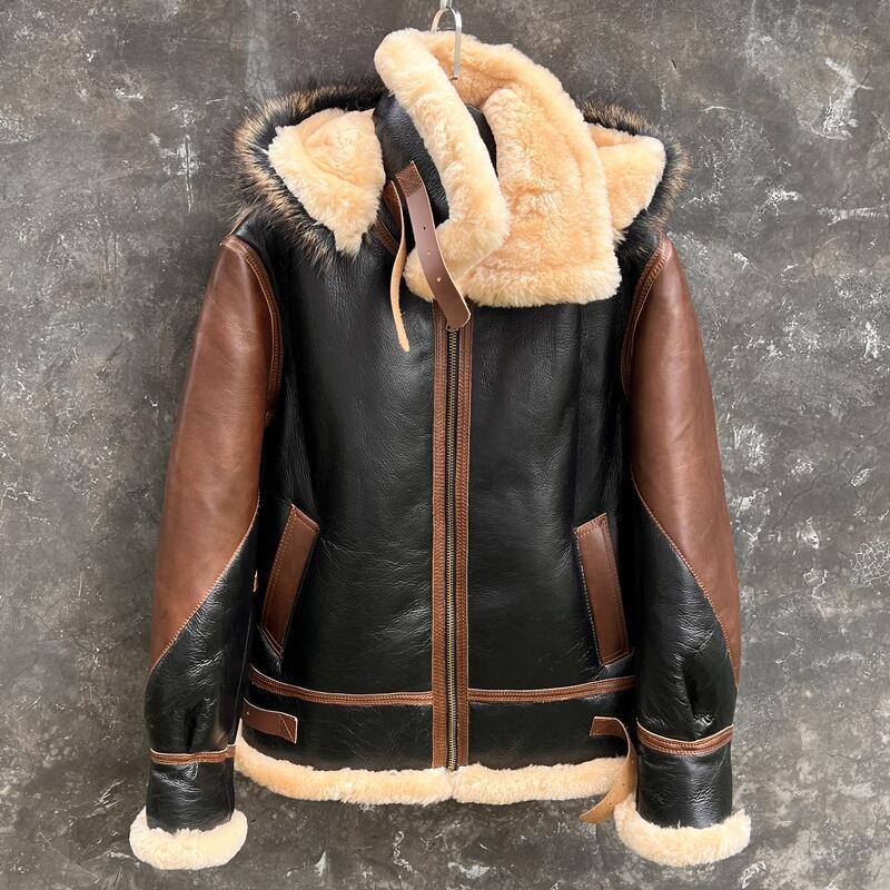 Leather Motorcycle Jacket Biker - Jaqueta de couro genuíno masculina, Casacos