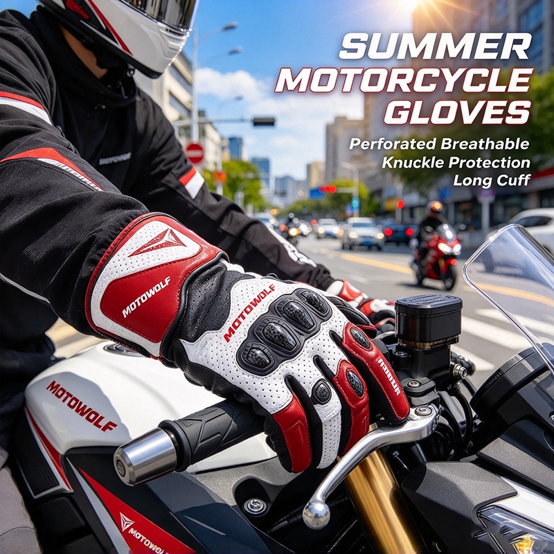 Motorcycle Gloves Leather Knuckle - Luvas de Motocicleta MOTOWOLF, Acessórios, Luvas