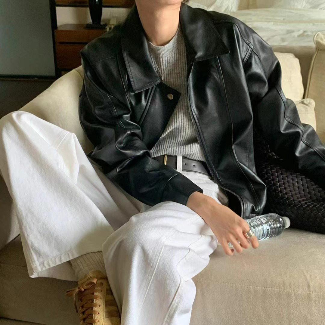 Jaqueta Feminina Vintage Estil - Leather Motorcycle Jacket Biker avaliação e preço