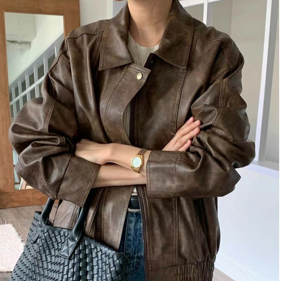 Jaqueta Feminina Vintage Estil - Leather Motorcycle Jacket Biker avaliação e preço