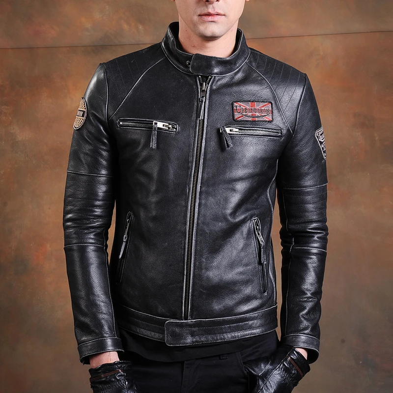 Jaqueta de motociclista de cou - Leather Motorcycle Jacket Biker avaliação e preço