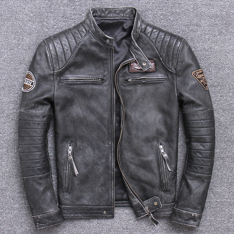 Jaqueta de motociclista de cou - Leather Motorcycle Jacket Biker avaliação e preço