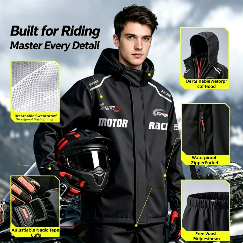 Fato de chuva para motociclist - Motorcycle Riding Jacket Waterproof avaliação e preço