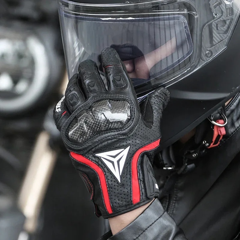 Luvas de Couro Genuíno para Mo - Motorcycle Gloves Leather Knuckle avaliação e preço