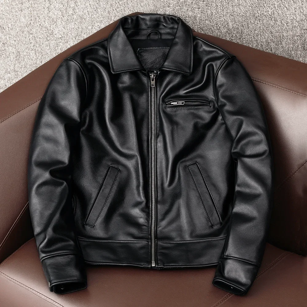 Jaqueta Masculina de Couro Gen - Leather Motorcycle Jacket Biker avaliação e preço