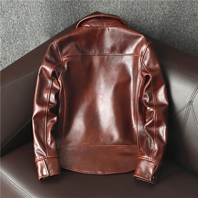 Jaqueta Masculina de Couro Gen - Leather Motorcycle Jacket Biker avaliação e preço
