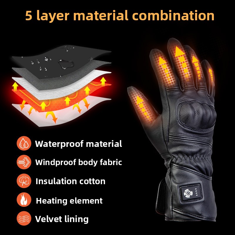 Luvas de Couro Aquecidas 7.4V  - Motorcycle Gloves Leather Knuckle avaliação e preço