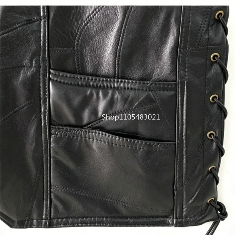 Colete Masculino Preto de Cour - Leather Motorcycle Jacket Biker avaliação e preço