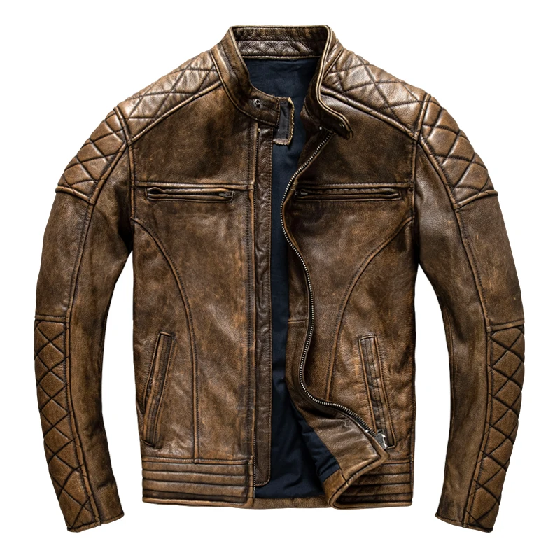 Jaqueta Masculina Vintage de C - Leather Motorcycle Jacket Biker avaliação e preço