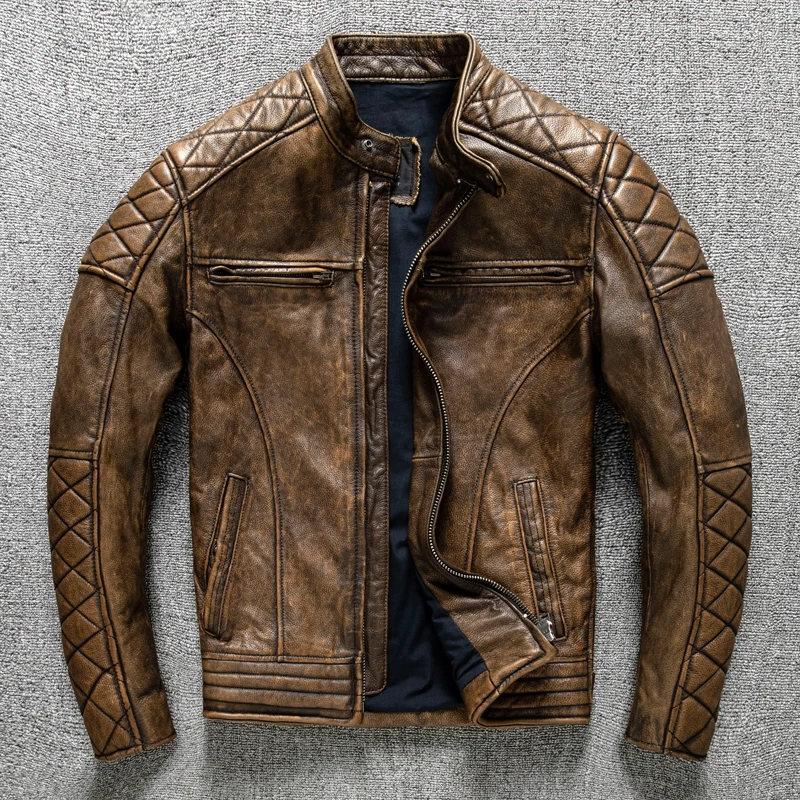 Jaqueta Masculina Vintage de C - Leather Motorcycle Jacket Biker avaliação e preço