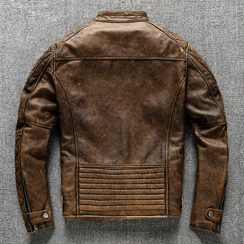 Jaqueta Masculina Vintage de C - Leather Motorcycle Jacket Biker avaliação e preço