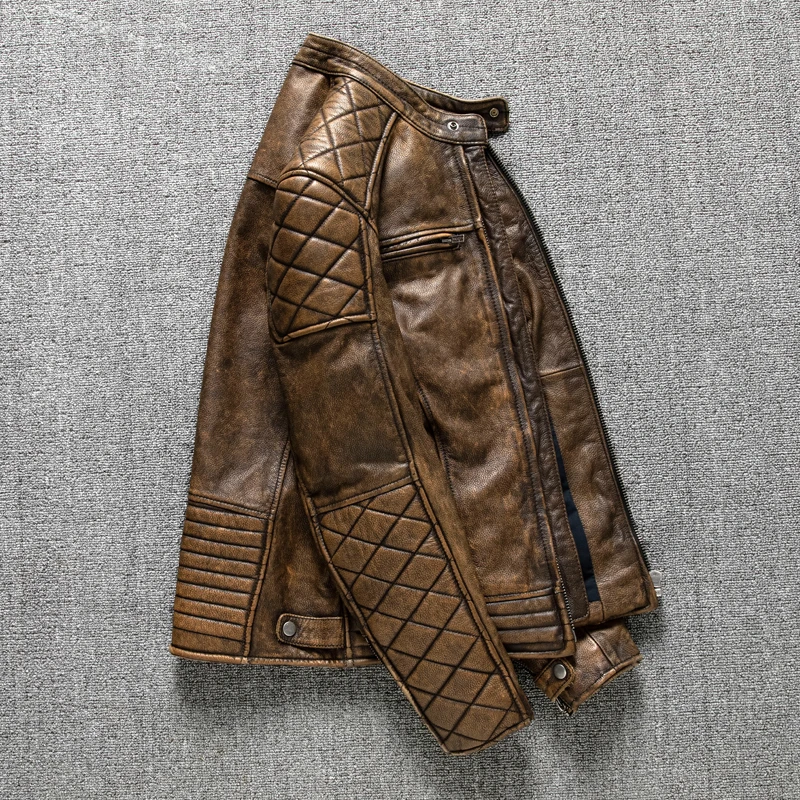 Jaqueta Masculina Vintage de C - Leather Motorcycle Jacket Biker avaliação e preço