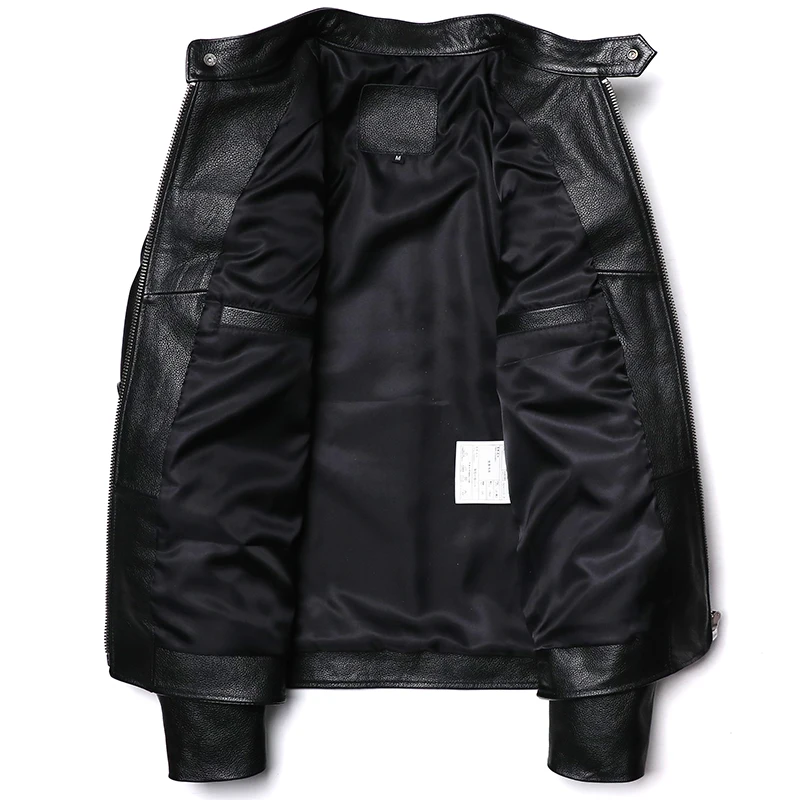 Jaqueta clássica de couro genu - Leather Motorcycle Jacket Biker avaliação e preço
