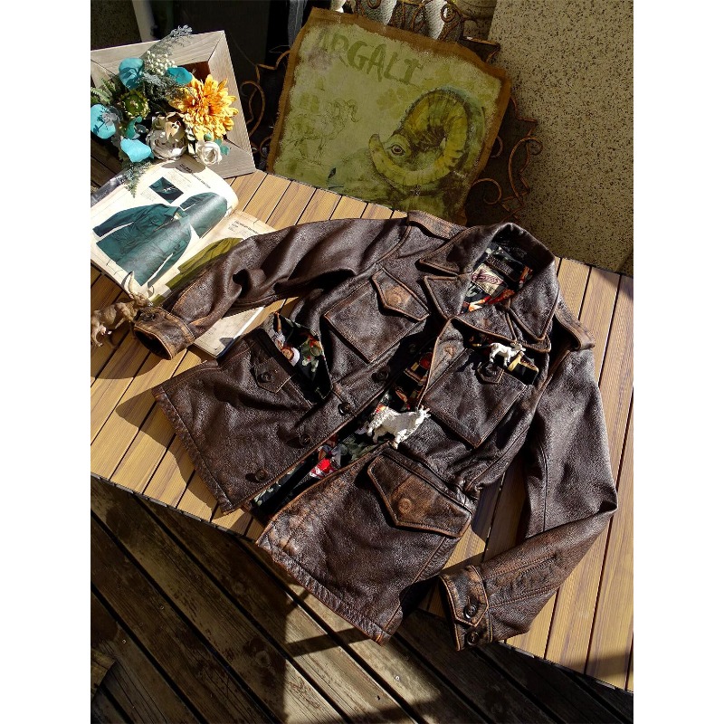 Jaqueta Masculina de Couro Gen - Leather Motorcycle Jacket Biker avaliação e preço