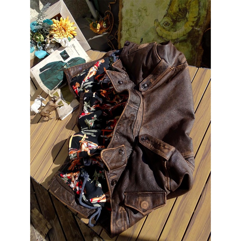 Jaqueta Masculina de Couro Gen - Leather Motorcycle Jacket Biker avaliação e preço