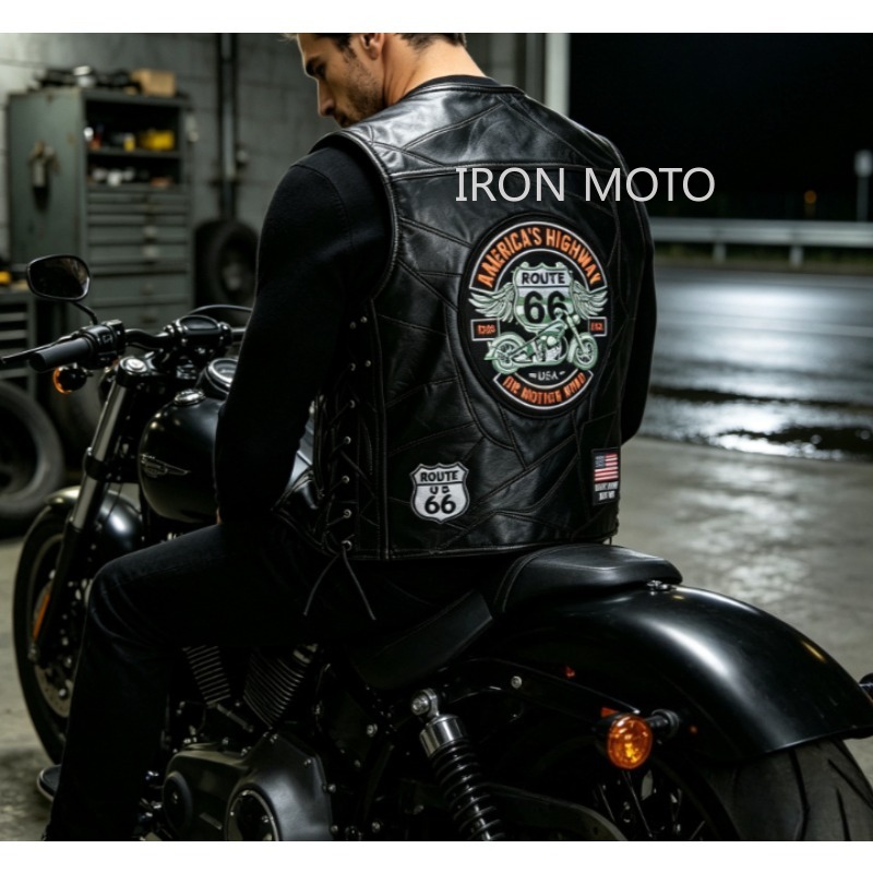 Colete de couro grande para mo - Leather Motorcycle Jacket Biker avaliação e preço