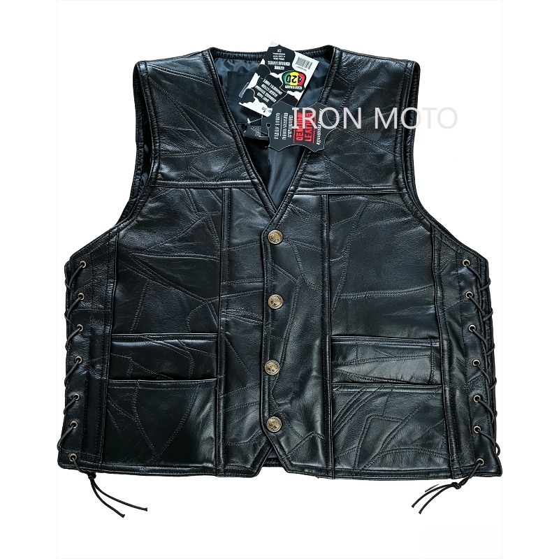 Colete de couro grande para mo - Leather Motorcycle Jacket Biker avaliação e preço