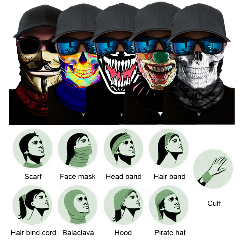Balaclava 3D Caveira Esqueleto - Motorcycle Neck Gaiter Balaclava avaliação e preço