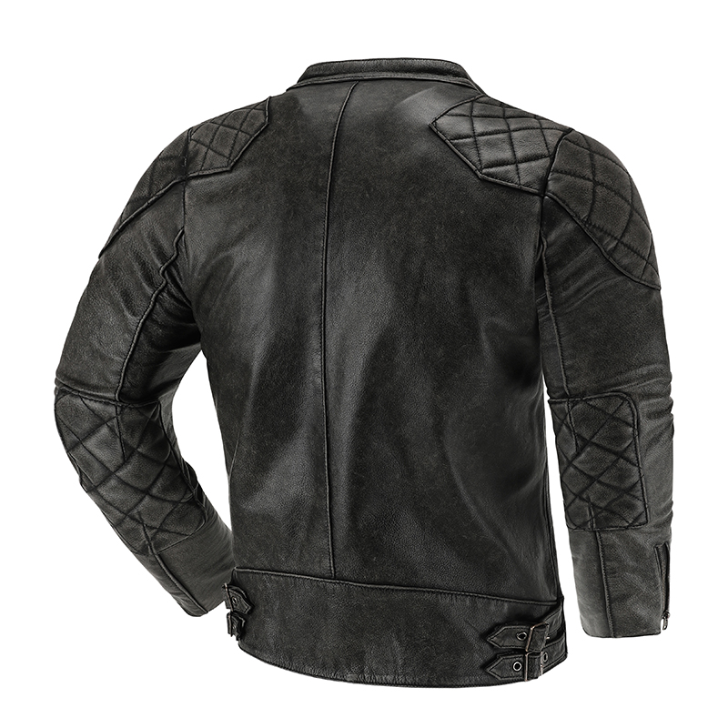 Jaqueta de couro retrô masculi - Leather Motorcycle Jacket Biker avaliação e preço