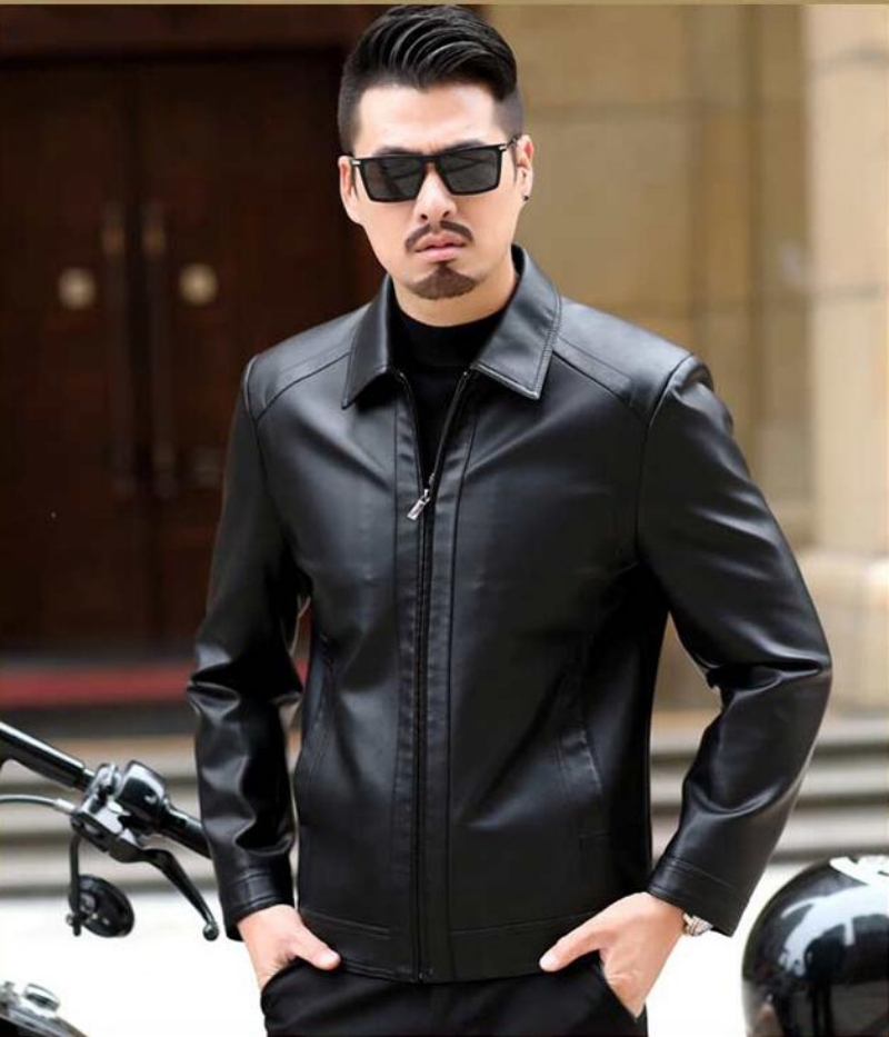 Jaqueta de couro genuíno mascu - Leather Motorcycle Jacket Biker avaliação e preço