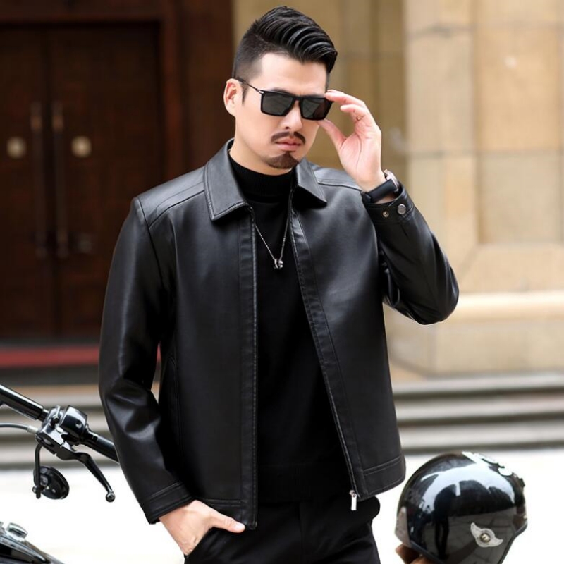 Jaqueta de couro genuíno mascu - Leather Motorcycle Jacket Biker avaliação e preço